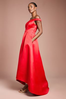 Bardot Fit and Flare Hi Low Hem Maxi Dress
