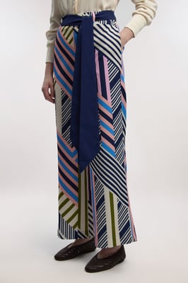 Petite Geo Print Twill Woven Wide Leg Trouser