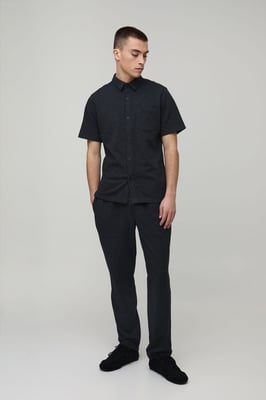 Slim Fit Short Sleeve Shirt and Tapered Trouser Set