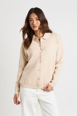 Knitted Button Down Collared Cardigan