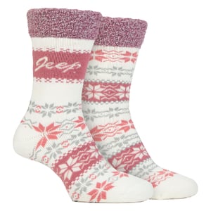 2 Pairs Ladies Thermal Patterned Fairisle Socks Warm Winter Socks