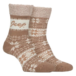 2 Pairs Ladies Thermal Patterned Fairisle Socks Warm Winter Socks