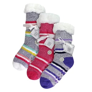 3 Pairs Ladies Soft Fluffy Lounge Socks | Warm Cosy Home Slipper Socks