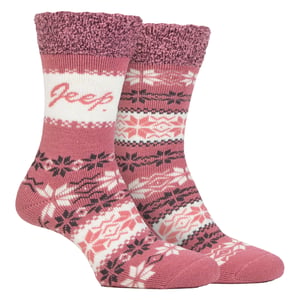 2 Pairs Ladies Thermal Patterned Fairisle Socks Warm Winter Socks