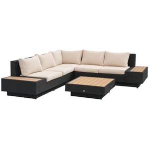 4goodz Loungeset luxe tuinset met bijzettafels pe rotan /creme