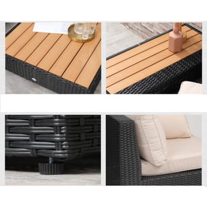 4goodz Loungeset luxe tuinset met bijzettafels pe rotan /creme