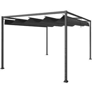 4goodz Pergola met harmonica zonwering metaal doek uv- en waterafstotend -