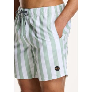 Shiwi 1441100200 broad stripe 7810 green dust stripe swim short