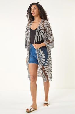 Floral Crochet Lace Kimono