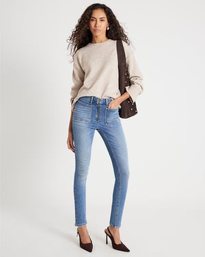 River Island Womens Skinny Jeans Blue High Rise Zip Front