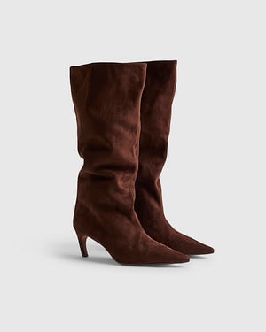 River Island Womens High Leg Boots Brown Faux Suede
