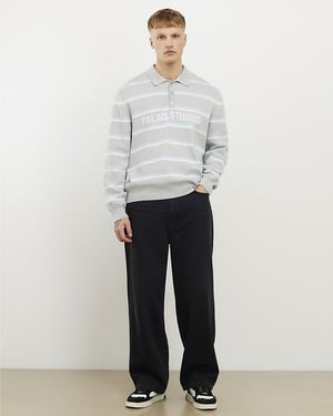River Island Mens Jumper Grey Regular Fit Palais Studios Rugby
