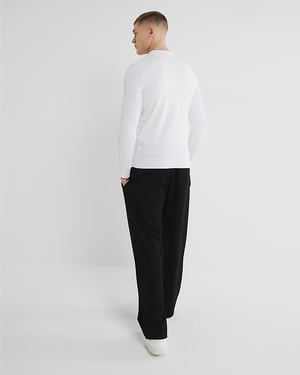 River Island Mens Jumper White Muscle Fit Textured
