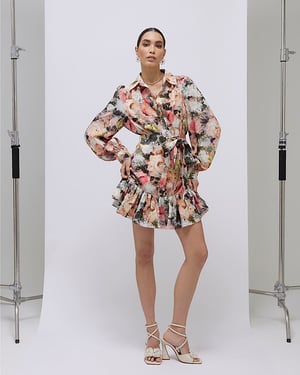 River Island Womens Mini Shirt Dress Pink Floral