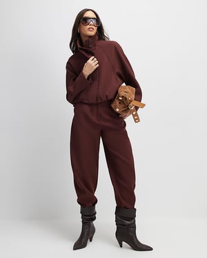 River Island Womens Bomber Jacket Brown Tailored Funnel Neck