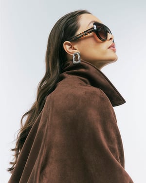 River Island Womens Bomber Jacket Brown Faux Suede Collared