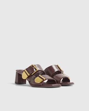 River Island Womens Mule Sandals Red Double Buckle