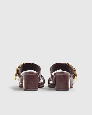 River Island Womens Mule Sandals Red Double Buckle