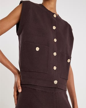 River Island Womens Waistcoat Brown Knitted