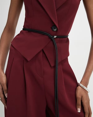 River Island Womens Waistcoat Red Sleeveless Belted