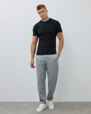 River Island Mens T-Shirt Black Muscle Fit Textured