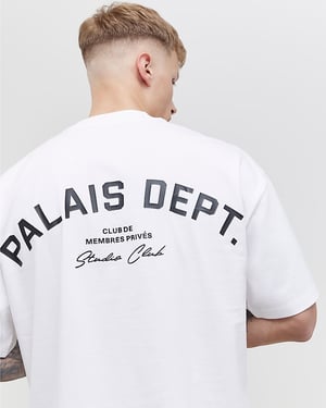 River Island Mens T-Shirt White Oversized Fit Palais Dept
