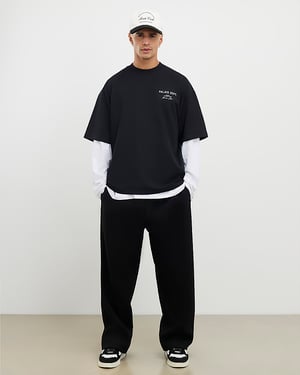 River Island Mens T-Shirt Black Oversized Fit Palais Dept