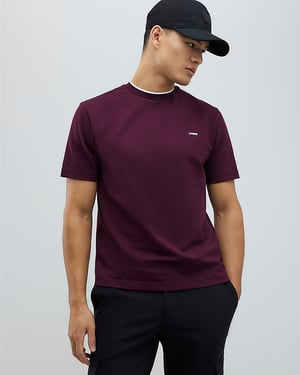 River Island Mens T-Shirt Red Slim Fit Textured Tipping
