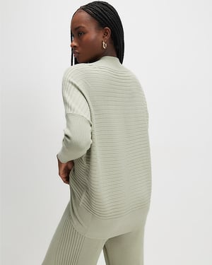 River Island Womens Jumper Green V-neck Ribbed