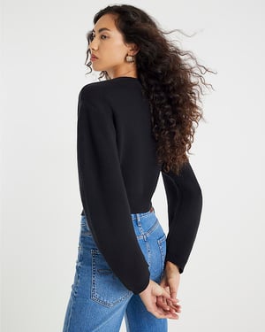 River Island Womens Cardigan Black Knitted Structured Sleeve