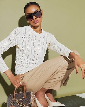 River Island Womens Cardigan Cream Open Knit Long Sleeve