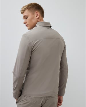 River Island Mens Shacket Beige Muscle Fit Collared