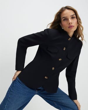 River Island Womens Jacket Black Pocket Detail Structured