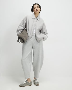 River Island Womens Jacket Grey Collared Bubble Hem