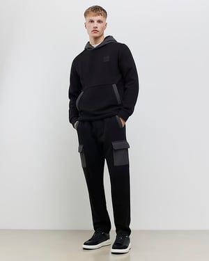 River Island Mens Hoodie Black Regular Fit Luminis Badge