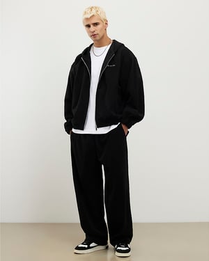 River Island Mens Hoodie Black Sanctuaire Corduroy Zip Through