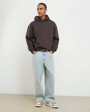 River Island Mens Hoodie Brown Oversized Fit
