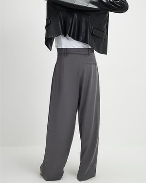 River Island Womens Trousers Grey Tie Front High Waisted Trouser