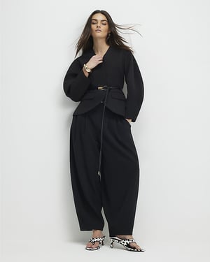 River Island Womens Trousers Black Pleated Balloon Leg