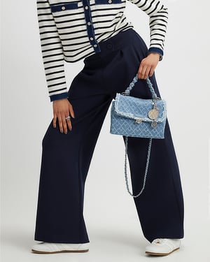 River Island Womens Wide Leg Trousers Navy Tailored