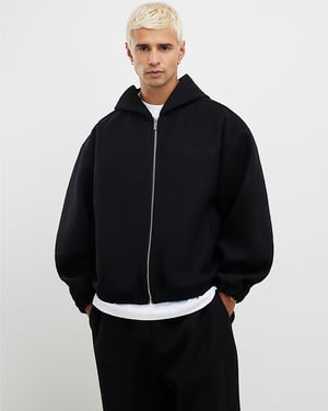 River Island Mens Hoodie Black Oversized Fit Sanctuaire Felt