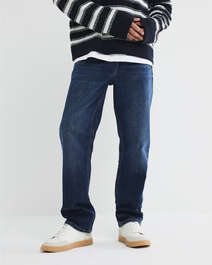 River Island Mens Straight Leg Jeans Blue Denim