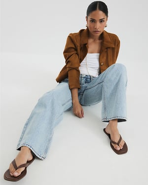 River Island Womens Straight Jeans Petite Blue High Rise Relaxed
