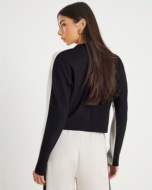 River Island Womens Sweatshirt Cream Colour Block Batwing