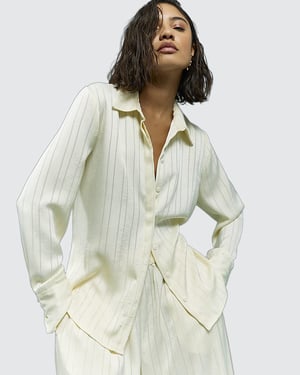 River Island Womens Blouse Cream Stripe Collared