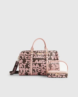 River Island Womens Barrell Bag Bundle Brown Monogram Graffiti