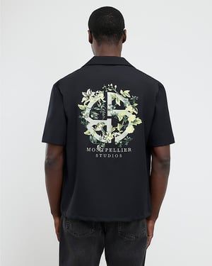 River Island Mens Shirt Black Regular Fit Montpellier Studios
