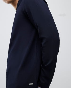 River Island Mens Polo Shirt Navy Slim Fit Textured Zip Neck