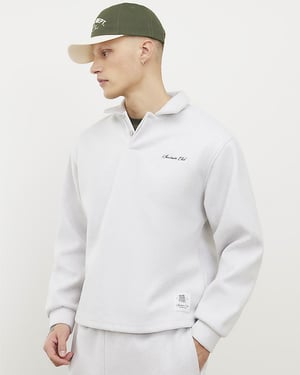 River Island Mens Polo Shirt Grey Sanctuaire Club