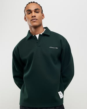 River Island Mens Polo Shirt Green Oversized Fit Sanctuaire